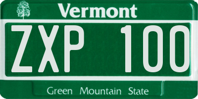 VT license plate ZXP100