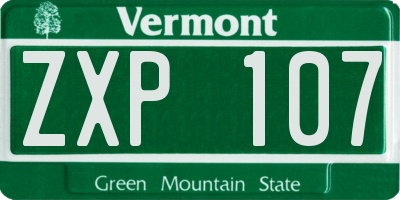 VT license plate ZXP107