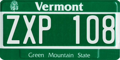 VT license plate ZXP108