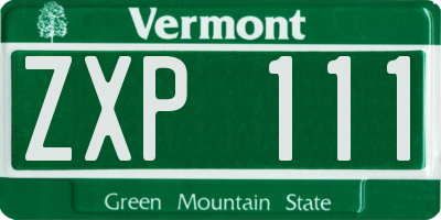 VT license plate ZXP111