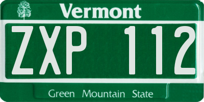 VT license plate ZXP112