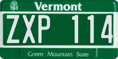 VT license plate ZXP114