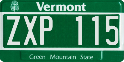 VT license plate ZXP115