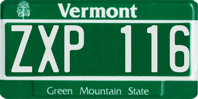VT license plate ZXP116