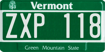 VT license plate ZXP118