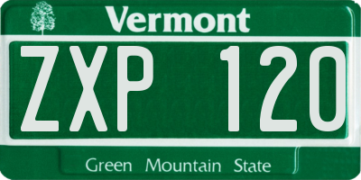 VT license plate ZXP120