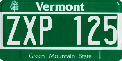 VT license plate ZXP125
