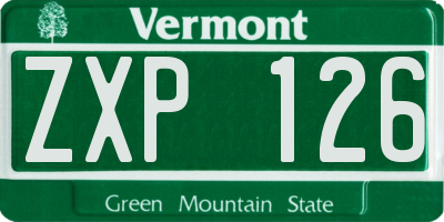 VT license plate ZXP126