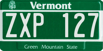VT license plate ZXP127