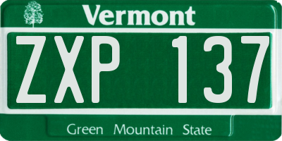 VT license plate ZXP137