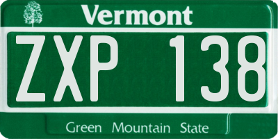 VT license plate ZXP138