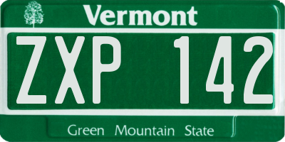 VT license plate ZXP142