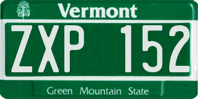 VT license plate ZXP152