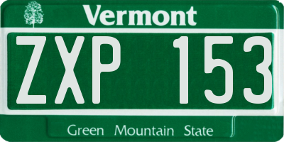 VT license plate ZXP153