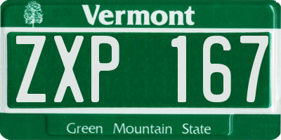 VT license plate ZXP167