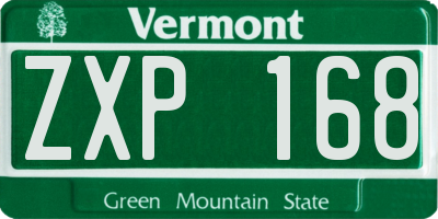 VT license plate ZXP168