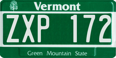 VT license plate ZXP172