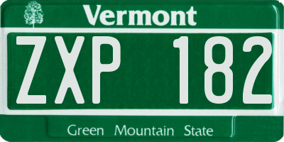 VT license plate ZXP182