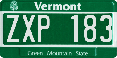VT license plate ZXP183