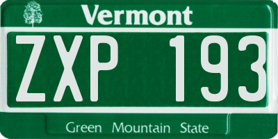 VT license plate ZXP193