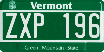 VT license plate ZXP196