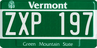 VT license plate ZXP197