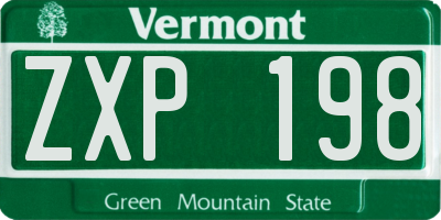 VT license plate ZXP198