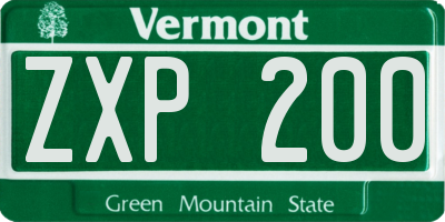 VT license plate ZXP200