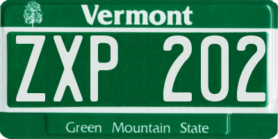 VT license plate ZXP202