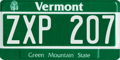 VT license plate ZXP207