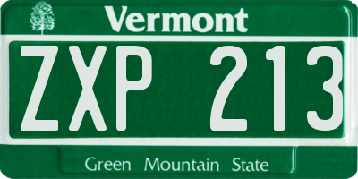 VT license plate ZXP213