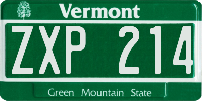 VT license plate ZXP214