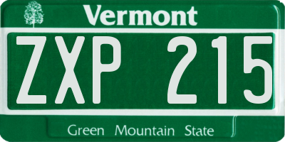 VT license plate ZXP215