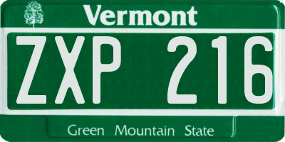 VT license plate ZXP216