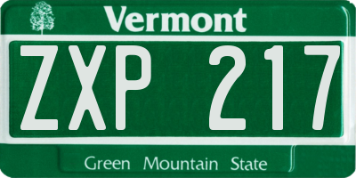 VT license plate ZXP217