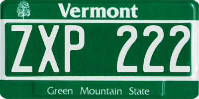 VT license plate ZXP222