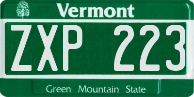 VT license plate ZXP223