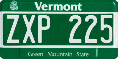 VT license plate ZXP225