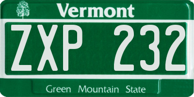 VT license plate ZXP232