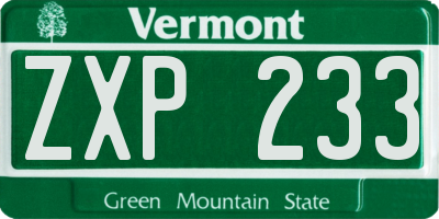 VT license plate ZXP233