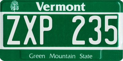 VT license plate ZXP235