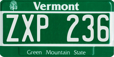 VT license plate ZXP236