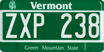 VT license plate ZXP238