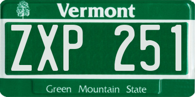 VT license plate ZXP251