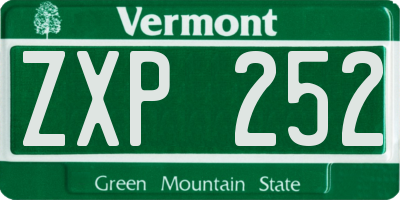 VT license plate ZXP252