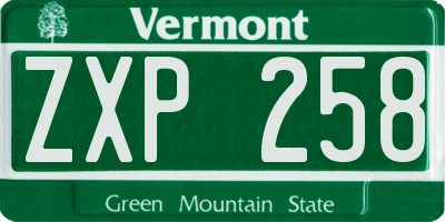 VT license plate ZXP258