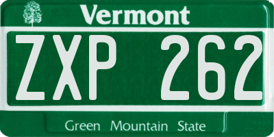 VT license plate ZXP262