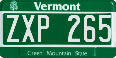 VT license plate ZXP265