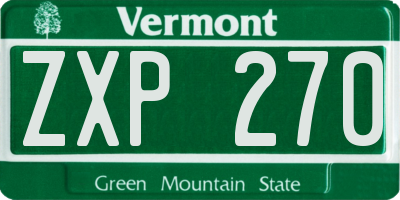 VT license plate ZXP270