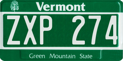 VT license plate ZXP274